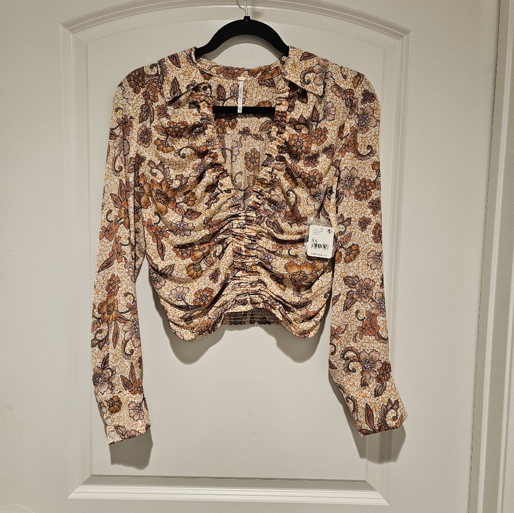Free People I Got You Flowered Printed Top XS  #101